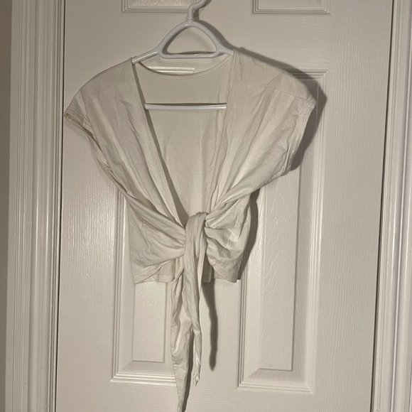 Aritzia Tie Back (or front) White Wilfred Tshirt White Small - Picture 4 of 6